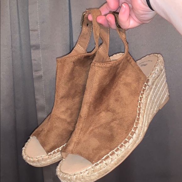 espadrille peep toe wedges